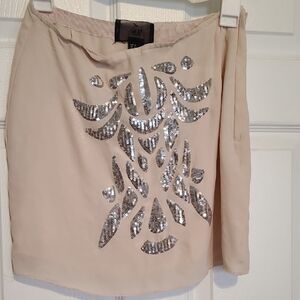 H&M Cream Mini Skirt with Silver Sequin Motif